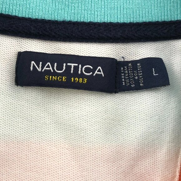 2 Nautica Mens Polo Shirt Large Short Sleeve Colorful Striped Casual Classic - Picture 5 of 16